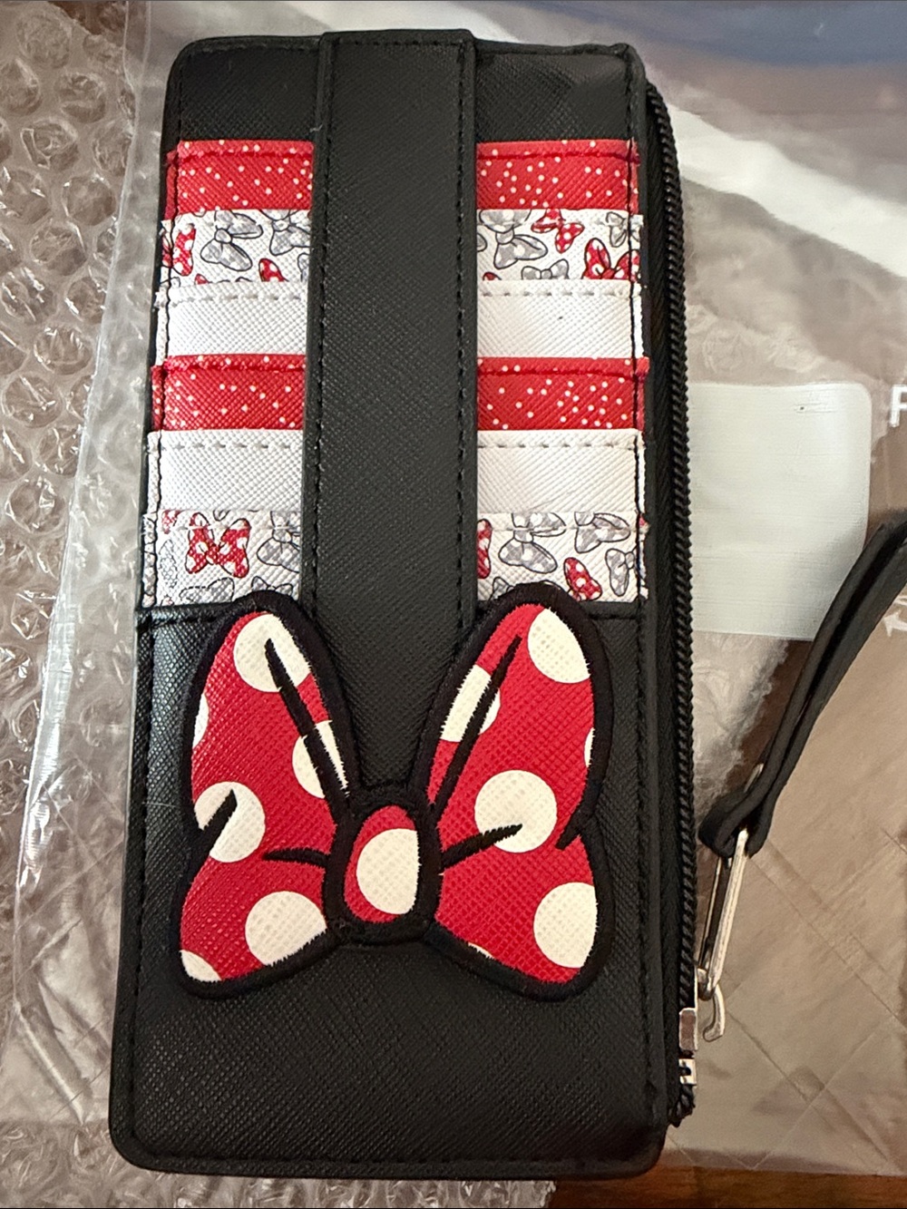 Kids Black Wallet with Red Polka Dot Bow Accent